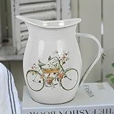 Enamel Pitcher with Wide Handle Vintage Metal Farmhouse Pitcher Vase Flower Decoration for Tabletop, Office, Home, Gift And Iced Tea, Coffee, Cold Drinks