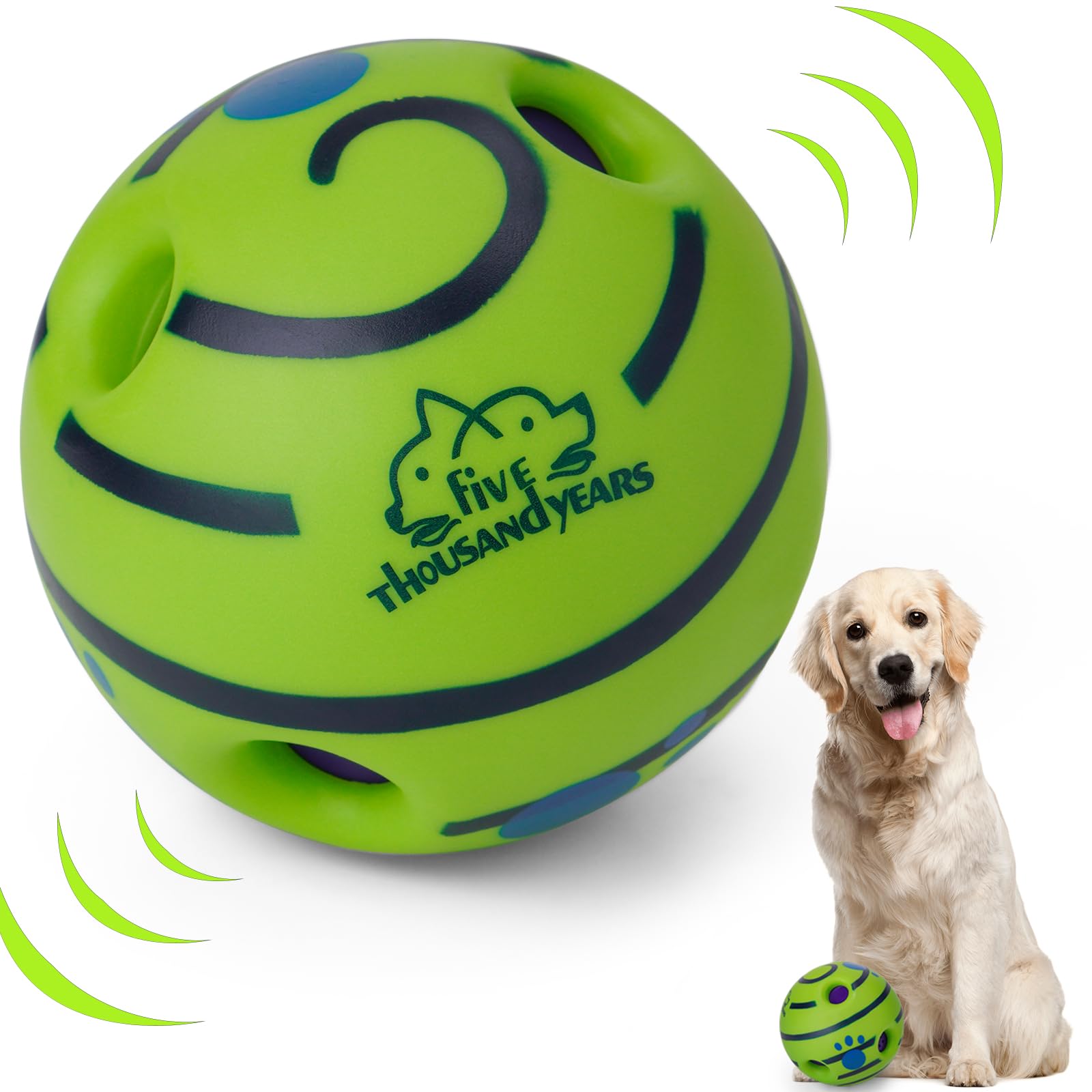 Interactive Giggle Ball for Squeaky Toy Fun, Chewing Ball for Training and Herding, Indoor/Outdoor Safe Dog Gifts for Puppy, Small to Medium Dogs (Green, 5.51 Inch)