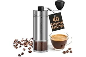 CIRCLE JOY Manual Coffee Grinder with 40 Adjustable Settings, High Precision Stainless Steel Hand Coffee Bean Mill for Aeropr