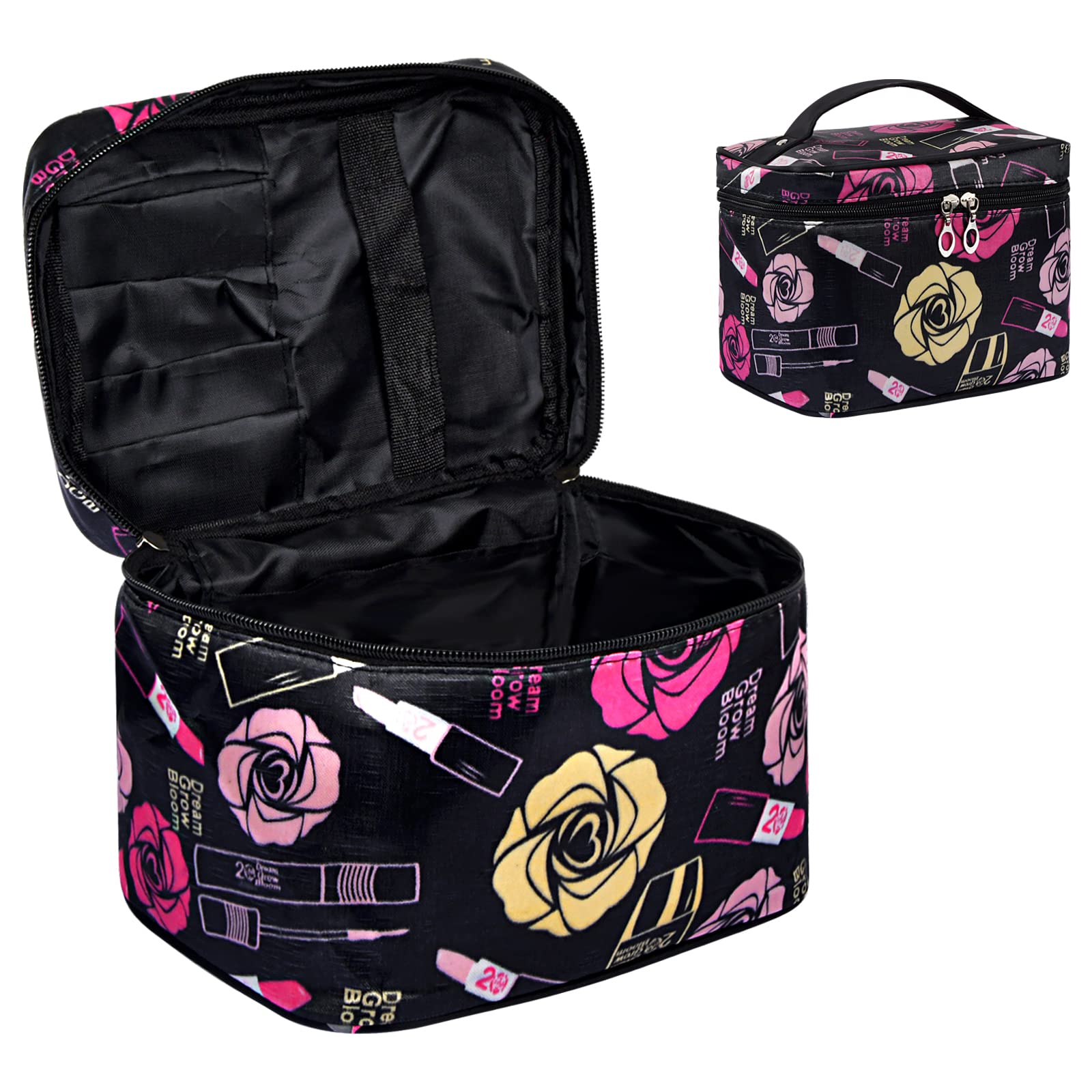 Focenat Makeup Bag Portable, Waterproof Travel Cosmetic Bag for Women, Large Capacity Makeup Organiser Bag, Travel Makeup Case,Cosmetic Cases Makeup Storage Bag, Toiletry Bags for Women Girls