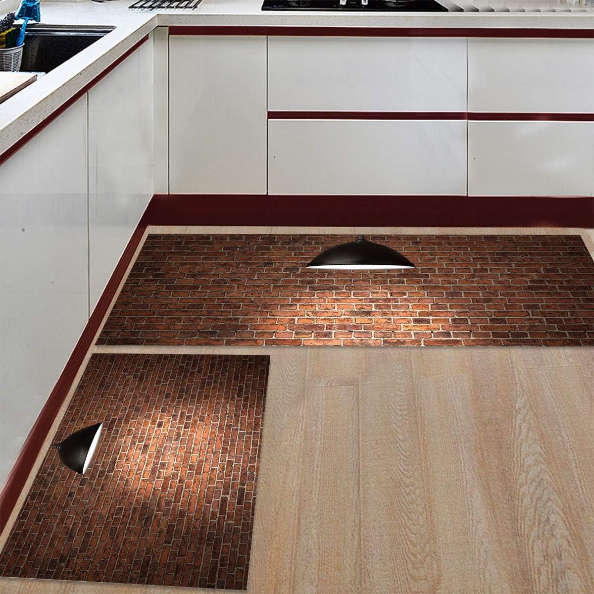 Amazon Com Kitchen Rugs Sets 2 Piece Floor Mats Vintage Red Brick
