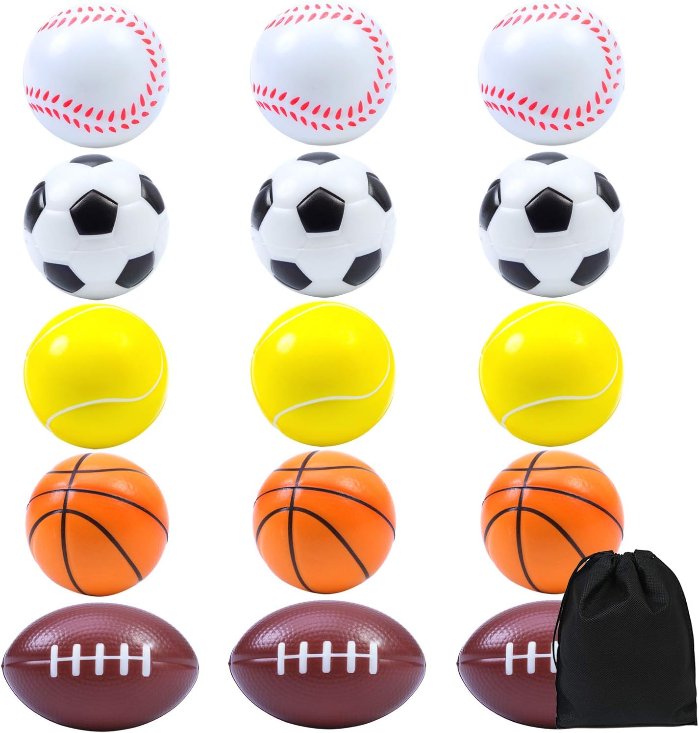 ELCOHO 15 Pack Soft Sports Balls Stress Balls Foam Balls for Party ...