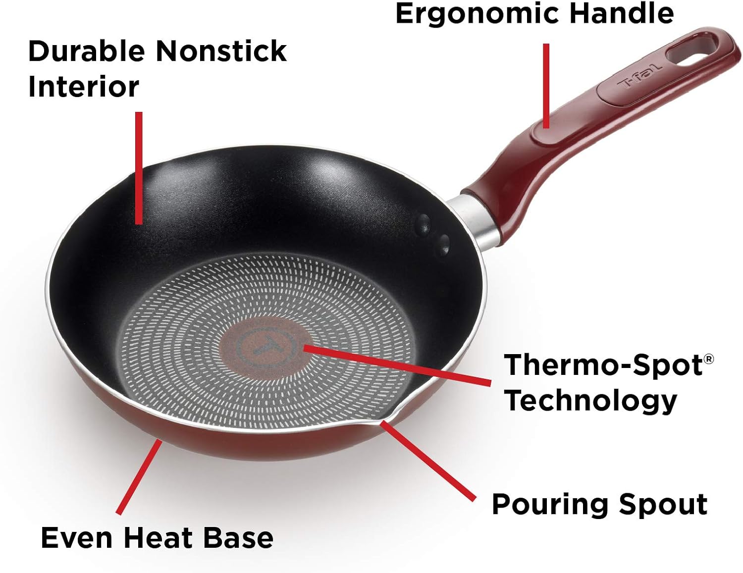 T-fal, Dishwasher Safe Cookware Set, 18 Piece, Red Initiatives Nonstick Inside: Kitchen & Dining