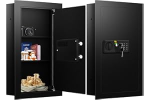 ToruKeep 25.6'' Tall Fireproof Wall Safes Between the Studs, Heavy Duty Hidden Wall Safe with Hidden Tray, Wall Mount Home Safe for Firearms, Money, Jewelry, Passport