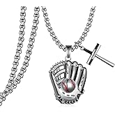 Zoxuxiwu Baseball Necklace 925 Sterling Silver Baseball Cross Necklace Sport Jewelry Gifts for Men Women