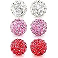 JewelrieShop Rhinestones Crystal Ball Stud Earrings Set Fireball Disco Ball Pave Bead Earrings Hypoallergenic for Women