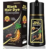 Natural Black Hair Dye Shampoo 3 in 1, Hair Instant Dye Shampoo to Cover Gray Hair for Women Men, Herbal Black Shampoo Hair Dye 500ML, Magic Coloring Shampoo for Painting Hair, Shampoo Para Canas