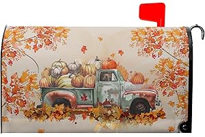MIAOQUHE Hello Fall Magnetic Mailbox Cover Standard Size 18"x21" Thanksgiving Truck Pumpkims Mailbox Covers Autumn Truck Harvest Mailbox Wraps Post Letter Box Decorations for Outiside Home Garden Yard