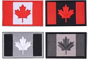 4 Pieces Canada Flag Patches, Tactical Tags Morale National Emblem Patch for Travel Backpack Hats Jackets Team Uniform