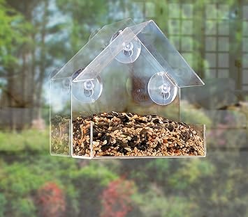 Happy Beaks Kingfisher Window Bird Feeder Nuts Seed Feeder Tray