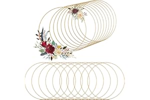 CYEAH 20 Pcs Wreath Macrame Rings, 10 inchLarge Metal Floral Hoop Wreath Macrame, Dream Catcher Rings, Gold Craft Hoop Rings 