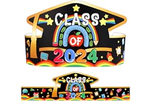 WhatSign 24 Pack Preschool Graduation Paper Cap Graduation Paper Hats for Kids