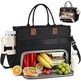 LOVEVOOK Insulated Lunch Bag,2-in-1 Work Tote Bag with Lunch Compartment,Large Capacity Professional Work Bag for Women,15.6 Inch Laptop Bag with Cup Holder for Teacher,Nurse,College,Office,Travel