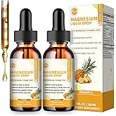 (2 Pack) M inch Magnesium Glycinate Liquid Drop, High Absorption Liquid Magnesium Complex with Bromelain, VitaminC,D3,B6 & Zinc, Threonate Supplement for Night, Mood, Muscle & Bone Support