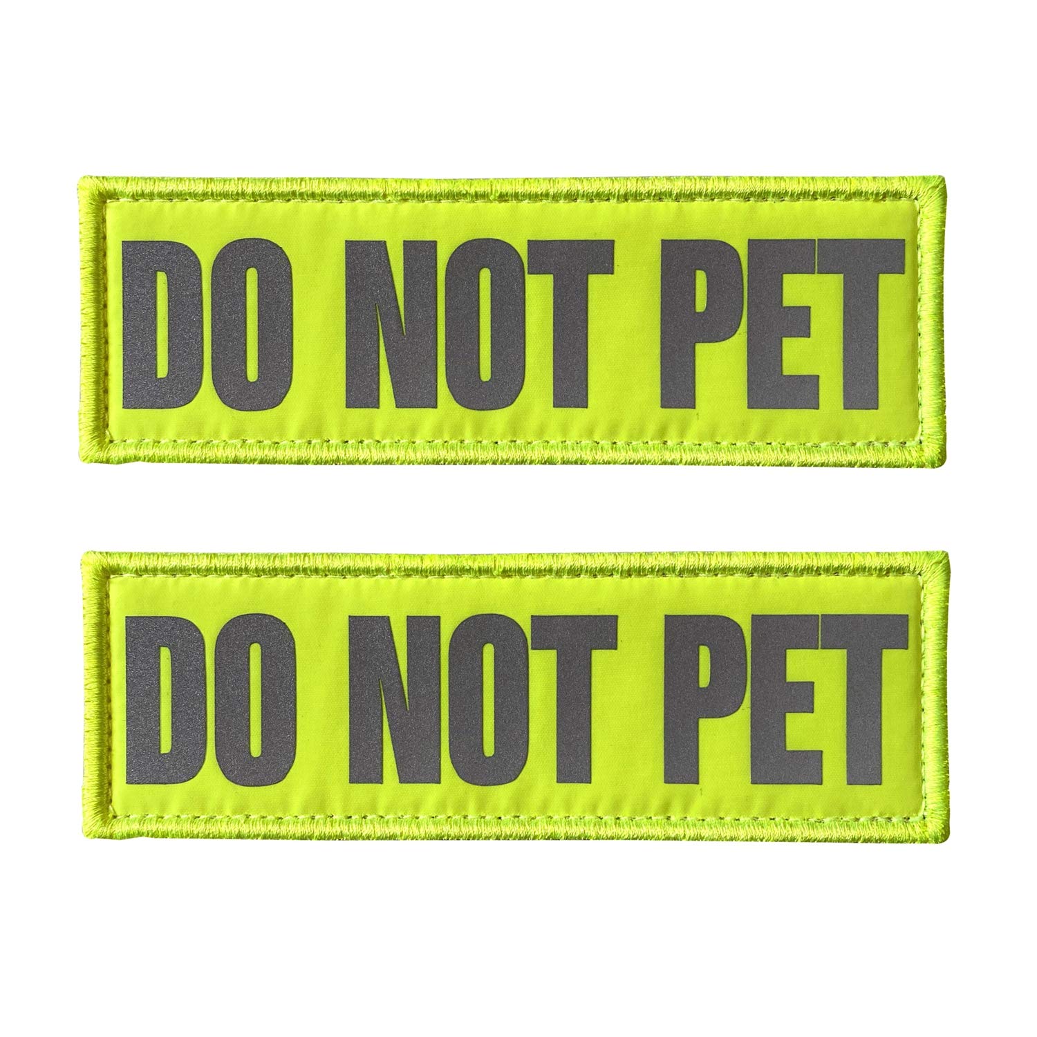 Reflective Dog Patches 2 Pack Service Dog ，in Training， do not Pet Tags for Hook and Loop Patches Vests and Harnesses (DO NOT PET, 4x1 inch)