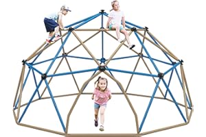 Virubi 12 FT Climbing Dome for Kids 3-10, Outdoor Play Equipment Supporting 1000 lbs, Anti-Rust Jungle Gym, Easy Assembly Geometric Dome Climber Play Center (Blue & Brown)