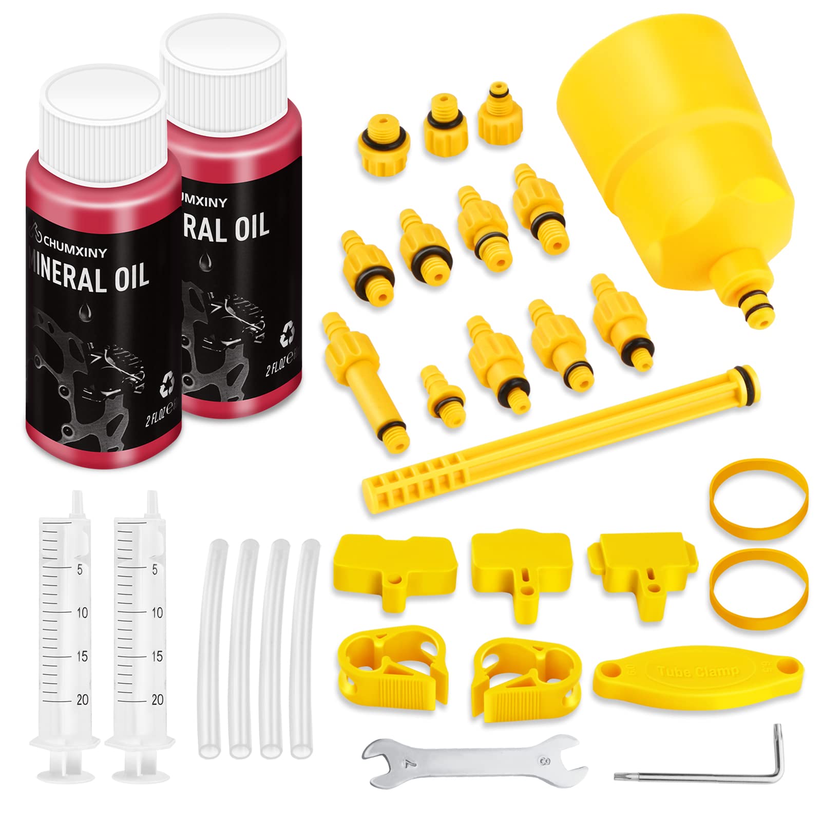 CHUMXINY Brake Bleed Kit for Shimano,TEKTRO, MAGURA Range of Hydraulic Disc Brakes, Including High Performance Mineral Brake Fluid (120ml).