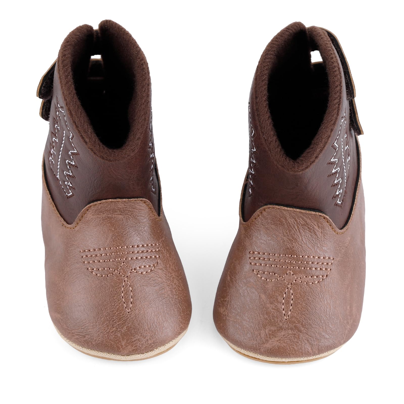 MK MATT KEELY Leather Western Boots Cowboy Bootie Soft Sole Non-Slip Crib Shoes for Baby Infant Toddler Girls Boys Newborn