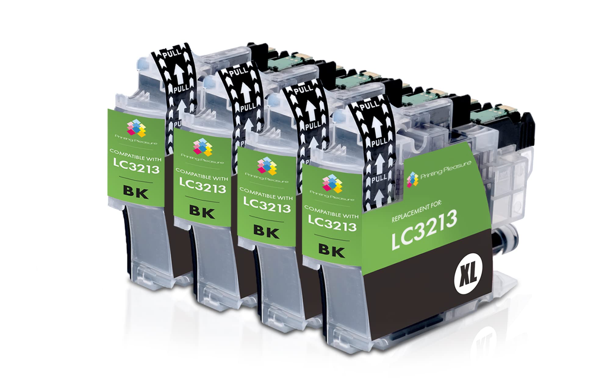 Printing Pleasure 4 BLACK Printer Ink Cartridges compatible with MFC-J890DW, MFC-J895DW, DCP-J772DW, DCP-J774DW | LC-3213 LC3213BK