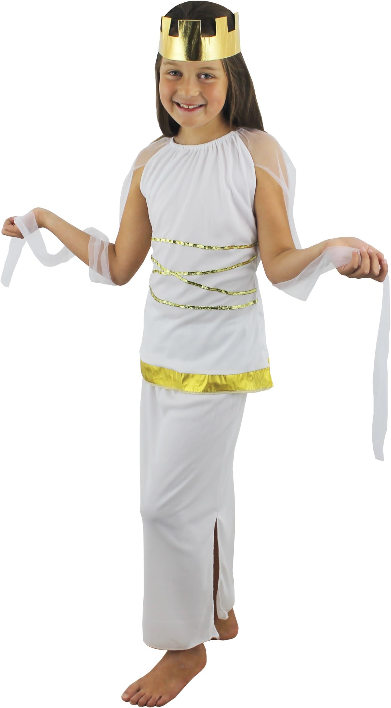 Childs Greek Girls Goddess Hera Fancy Dress Costume 3 Sizes S M L Grecian School Curriculum Kids Outfit