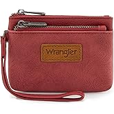Montana West Wrangler Coin Purse for Women RFID-blocking Floral Embossed Change Pouch Wristlet Wallet Lightweight Portable Wallets Burgundy Red