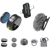 Vislla Mini Microphone for iPhone &amp; Android, Furry Windscreen, Noise Cancelling Wireless Lavalier Microphone,Clip On Lapel Mini Mic Pro for Content Creators Vlogging/YouTube/Tiktok/Streaming/Interview