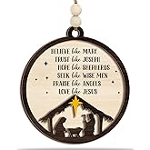 Nativity Scene Wooden Ornament – “Believe Like Mary, Trust Like Joseph” Christian Christmas Tree Decoration with Inspirational Faith Message – Nativity Christian Faith Ornament, Rustic Keepsake & Gift