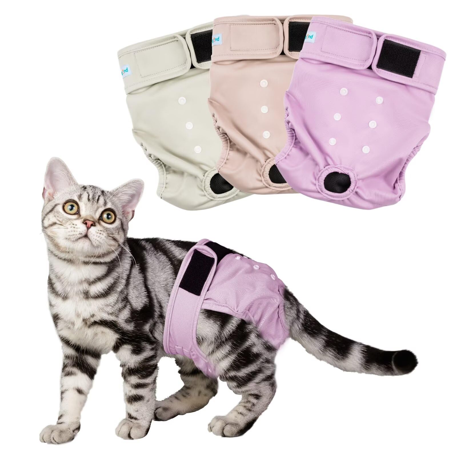 Photo 1 of Paw Legend Cat Diapers for Female Cats Spraying Washable Reusable Kitten Diapers for Cats Incontinence Pet Diapers (3 Pack, X-Small)