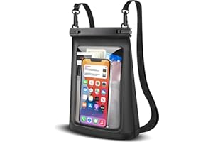 PEDVSTY 2L Large Waterproof Phone Pouch - [Oversized] [Floating] Waterproof Pouch for iPhone Galaxy Google and More, IPX8 Waterproof Dry Bag for Beach Vacation Belongings, Black