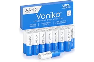 Voniko - Premium Grade AA Batteries -16 Pack- Alkaline Double A Battery - Ultra Long-Lasting, Leakproof 1.5v Batteries - 10-Year Shelf Life