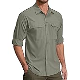 nayjury Men's Long Sleeve Hiking Fishing Shirts UPF 50+ Sun Protection Quick Dry Shirts Outdoor Travel Safari Camping