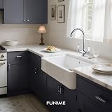 Funime Traditional Kitchen Sink Mixer Tap Ceramic Dual Lever 1 Hole Brass Chrome view 6