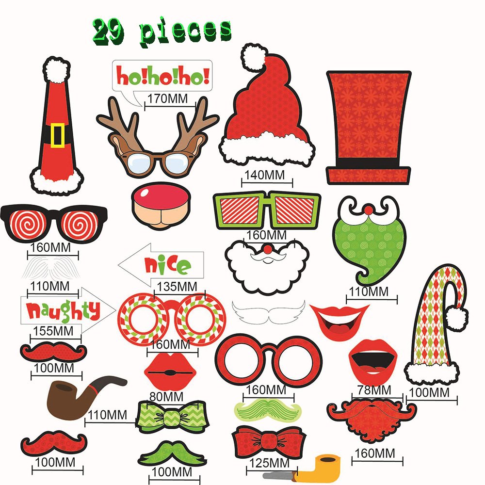 Christmas Photo Booth Props DIY Holiday Kit Party Supplies Adding Unique Holiday Atmosphere (29)