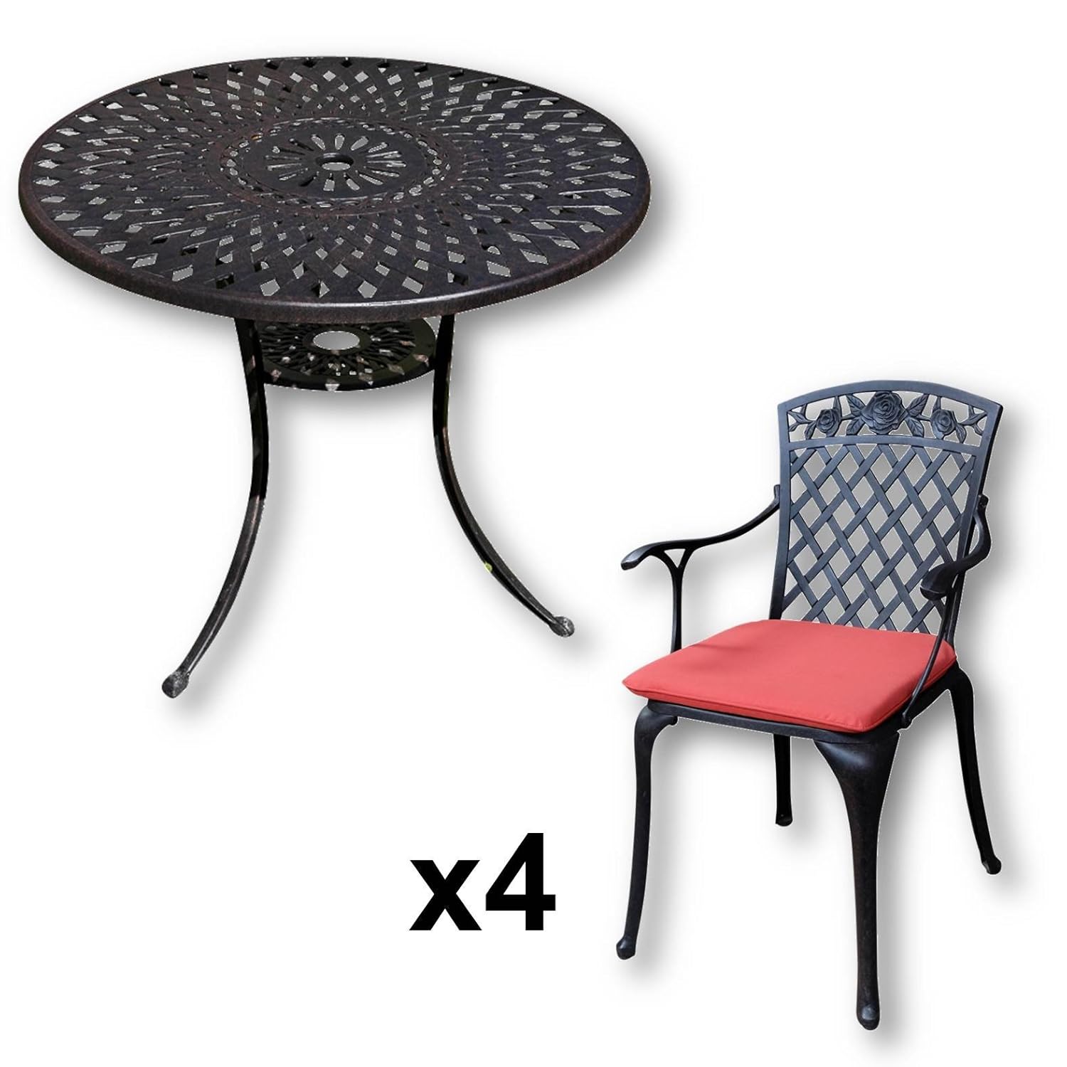 Lazy Susan - MIA 90 cm Runder Gartentisch mit 4 Stühlen - Gartenmöbel