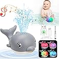 2024 Upgraded Bath Toys, Rechargeable Baby Bath Toys, Dolphin Spray Water Light Up Musical Toys 6-12 12-18 Months, Sprinkler Water Pool Bathtub Toys for Toddlers 1-3 2-4 Boys Girls Infant Kids - Grey