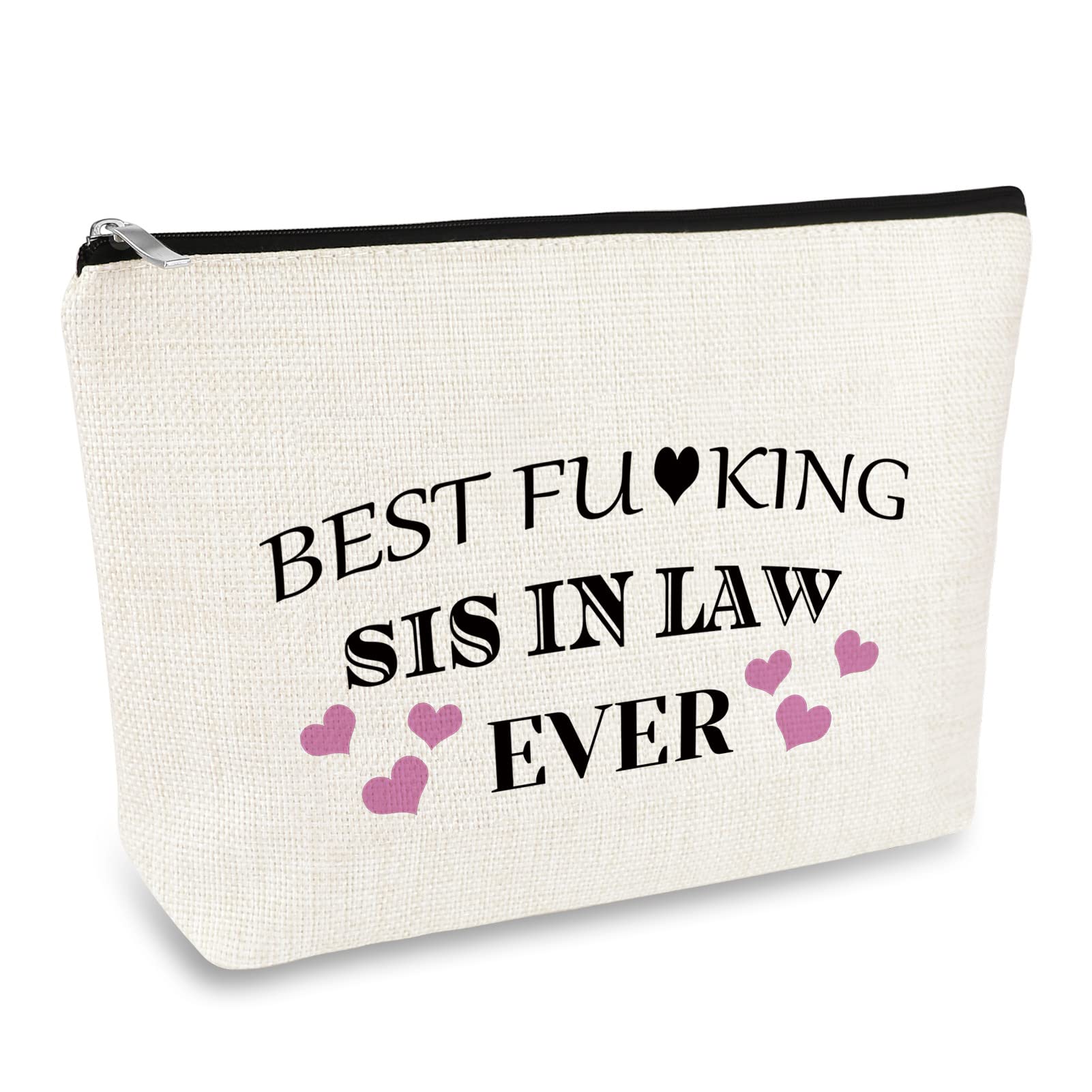 Funny Sister in Law Gifts Cosmetic Bag Sister in Law Birthday Gift Appreciation Thank You Gifts for Bonus Sisters Travel Makeup Bag Pouch Christmas Thanksgiving Graduation Gift for Her