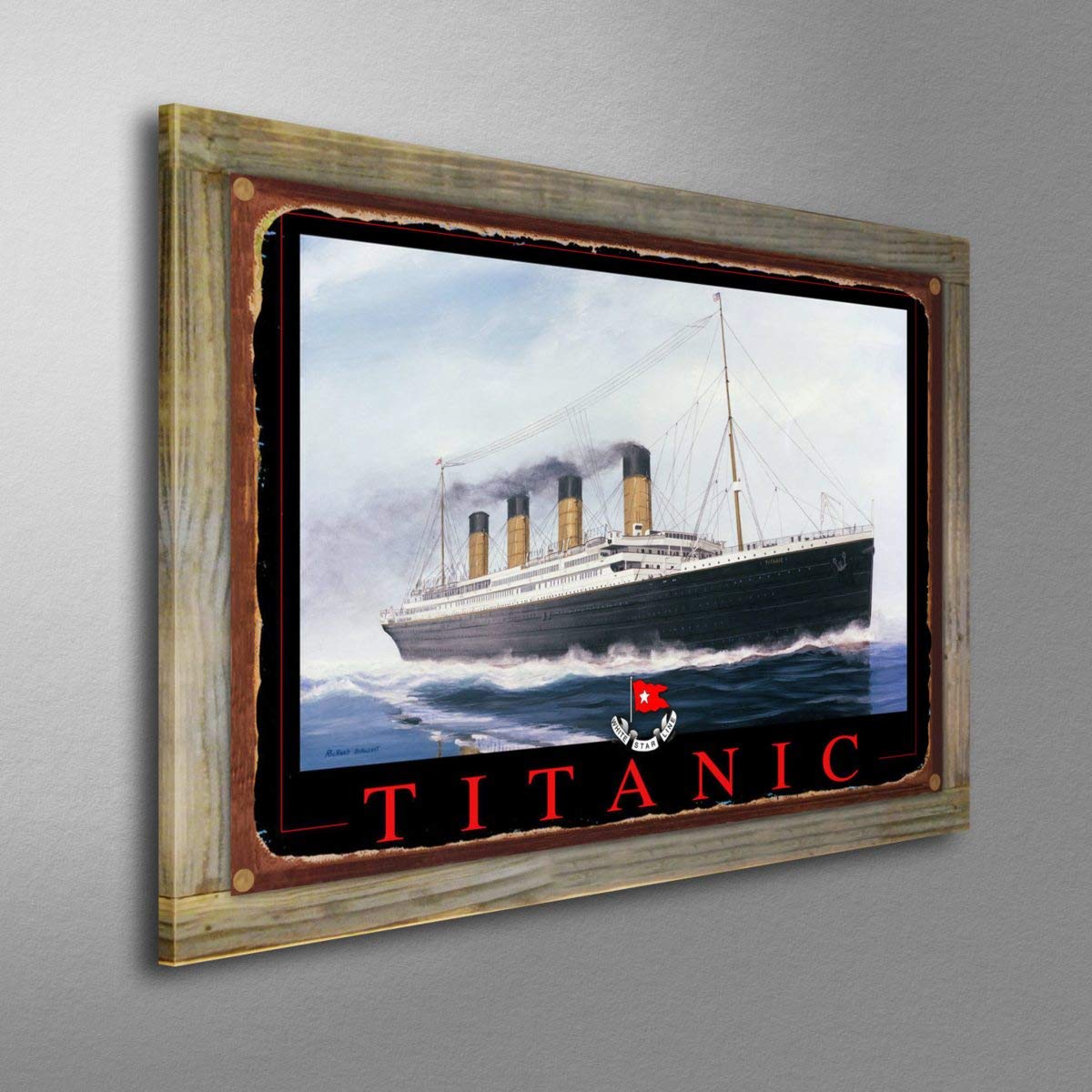 Amazon Com Northwest Art Mall Titanic Red Letters Rustic Metal