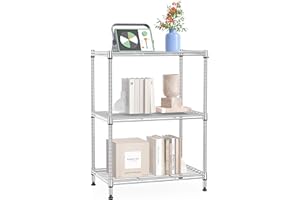 IZEUK 3 Tier Shelf, Heavy Duty Steel Wire Shelving Unit for Home, Kitchen, Laundry Room Organization, Office Storage Rack (17.7" W x 11.8" D x 26.3" H, 450LBS, Chrome)