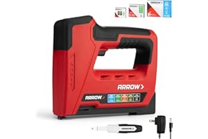 ARROW FASTENER Arrow Electric Staple Gun, 5 in 1 Cordless Staple Gun for Upholstery with 3000Pcs Staples and Nails, 3.6V Rechargeable Heavy Duty Band Nailer with Staple Remover, for Wood, Home, DIY, ET501C
