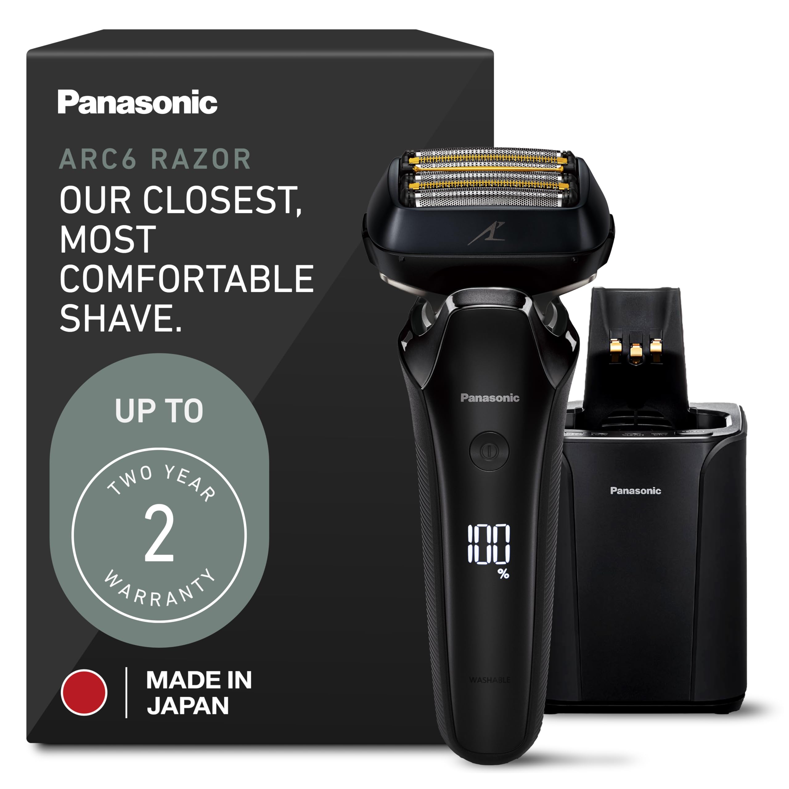 Photo 1 of Panasonic ARC6 Electric Razor for Men Face, Wet/Dry Shavers for Men with Foil Shaver, Premium Automatic Cleaning and Charging Station, Ultra-Fast 6-Blade & Pop-up Trimmer - ES-LS9A-K (Black)