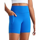 CRZ YOGA Girls Butterluxe Athletic Biker Shorts with Pockets - Dance Yoga Casual High Waist Kids Teen Summer