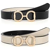 TRIWORKS Reversible Leather Belt for Women, Fashion Ladies Belt for Jeans Pants Dress Width:0.9"