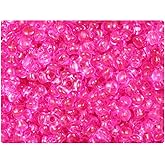 BeadTin Hot Pink Transparent 11mm TriBead Plastic Craft Beads (500pcs)