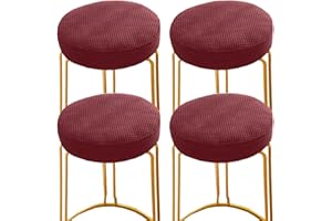 ANWUCHEN Stool Covers Round,4 Pack Stretch Round Bar Stool Covers Elastic Bar Chair Covers Bar Stool Seat Covers Washable Stool Cushion Slipcover for 13-18 Inch Chair(Red)