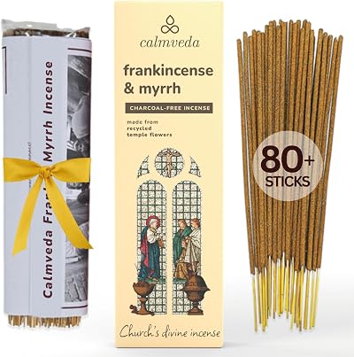 Calmveda Frankincense & Myrrh Incense Sticks - 80 Charcoal Free Sticks