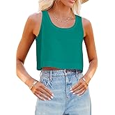 Aoysky Womens Cotton Crop Tops Casual Loose Tank Top Sleeveless Basic Cropped Athletic Yoga Workout Shirt