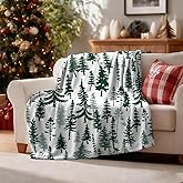 Earndodo Christmas Tree Throw Blanket, Green Pine Trees Fuzzy Blanket, Winter Forest Christmas Holiday Soft Cozy Flannel Blanket for Bed Couch Sofa, 50x60 Inches