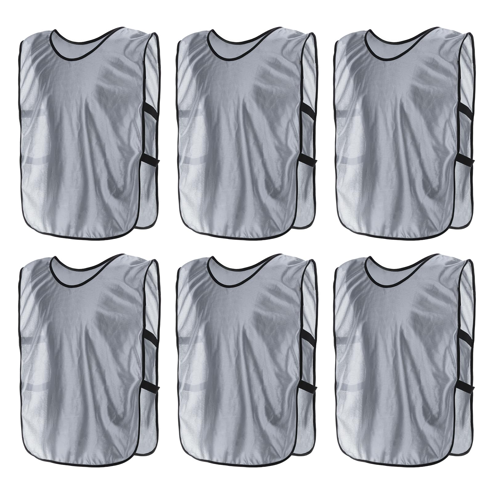 PATIKIL Scrimmage Vest, 6 Pack Soccer Pennies Soccer Jersey Training Vests Team Sports Pinnies Youth Football Practice Jerseys Fits Height 115cm to 145cm, Grey