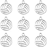 LiQunSweet 20 Pcs Stainless Steel Hollow Sports Ball Game Volleyball Charms for Bracelet Jewelry Making DIY