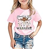 Girls Western Cowgirl T-Shirts - Kids Short Sleeve Cow Shirts Funny Rodeo Graphic Letters Print Summer Tee Tops